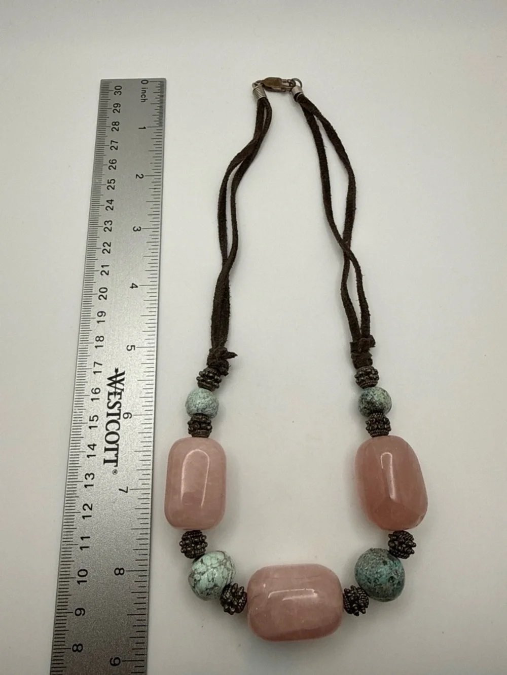 Handcrafted Rose Quartz/ Sterling silver statement necklace